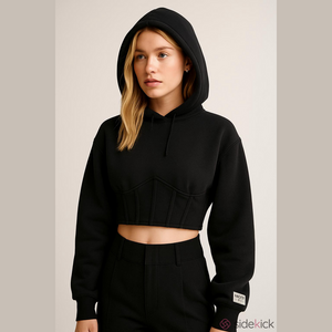 Social Tourist Crop Corset Detail Sweater Black XS